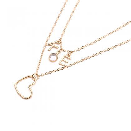 Light Luxury Crystal Love Letters Pendant Clavicle..