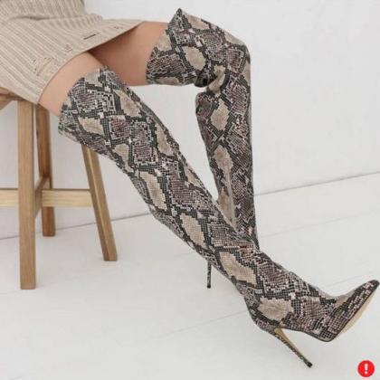 Serpentine Pointed Toe Stiletto High Heel Over The..