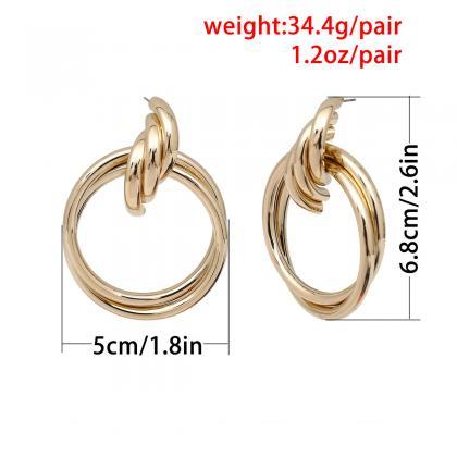 Exaggerated Hoop With Hollow Earrings