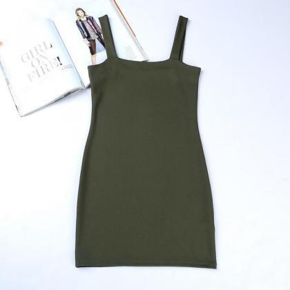 Pure Color O-neck Open Back Body-con Mini Dress