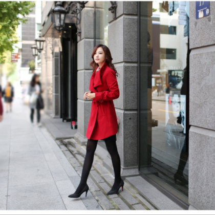 Stand High Neck Solid Color Women Oversized Woolen..