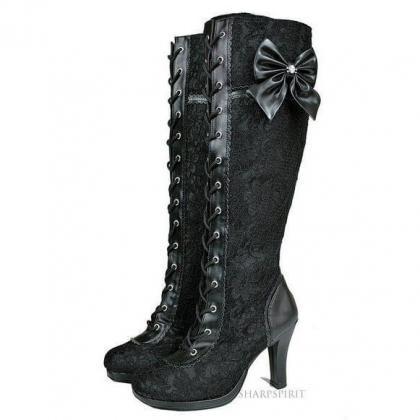 Women's Vintage Lace Up Knee High Boots on Luulla