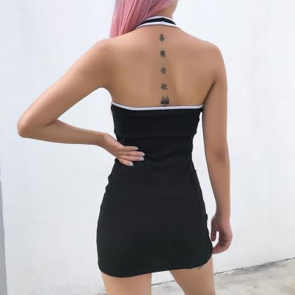 Sexy Blackless Mini Party Halter Dresses..