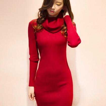 Sexy High Neck Long Bright Silk Pullover Sweater..