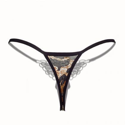 Leopard Butterfly Embroidery Sexy Panties Women..