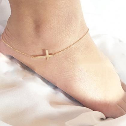 Simple Personality Cross Pendant Foot Chain..