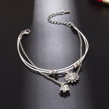 Sun Pendant Anklet Rope Chain Foot Jewelry Summer..