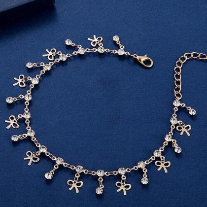 Jewelry Fashion Bow Inlaid Zircon Pendant Alloy..