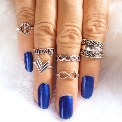 6 Pieces Women's Fashion Rings Simple..