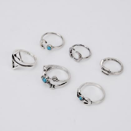6 Pieces Women's Ring Set Simple..