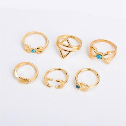 6 Pieces Women's Ring Set Simple..