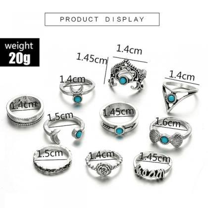10 Pieces Women's Ring Set Simple..