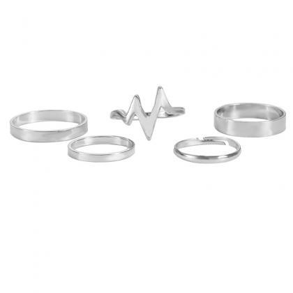 5 Pcs Women's Ring Set Simple Design..