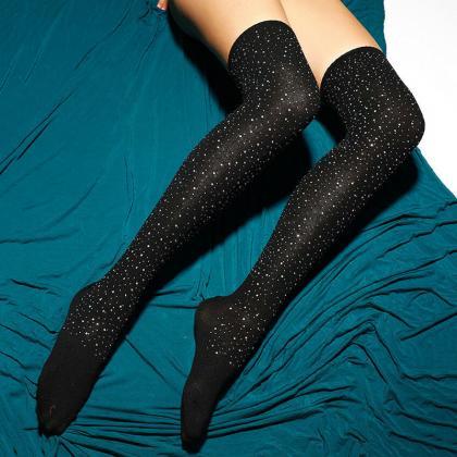 Bling Glitter Over Knee Long Boot Socks Women..