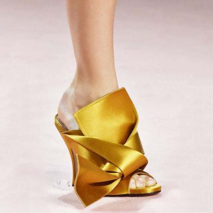 Fashion Fabric Bow Peep Toe High Heel Sandals