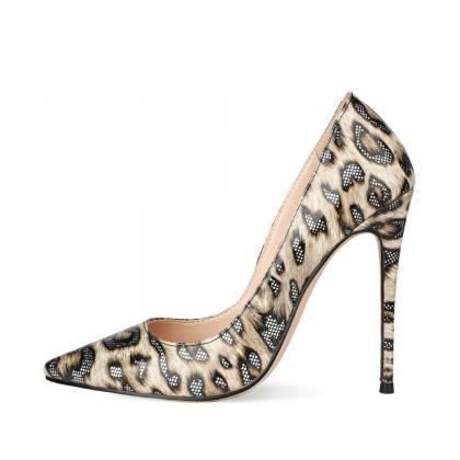 Sexy Leather Print Point Toe Pumps