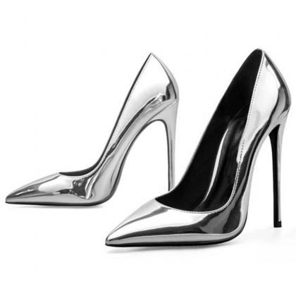 Sexy Patent Leather Pointed Toe Stiletto Heel..