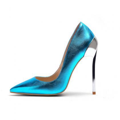 Patent Leather Bright Color Pointed Toe Stiletto..