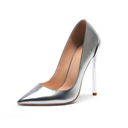 Patent Leather Bright Color Pointed Toe Stiletto..