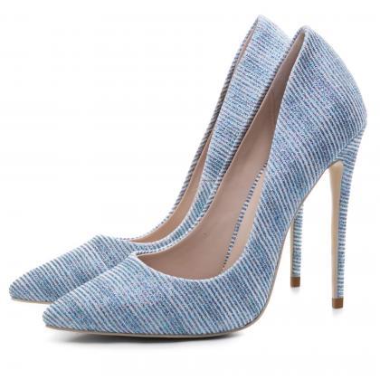 Casual Sequin Fabric Pointed Toe Stiletto Heel..