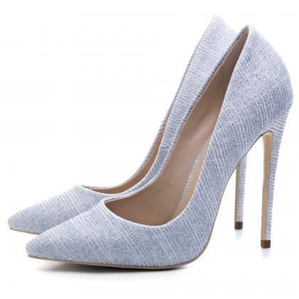 Casual Sequin Fabric Pointed Toe Stiletto Heel..