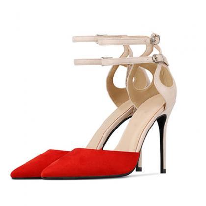 Summer Color Block Pointed Toe High Heel Sandals