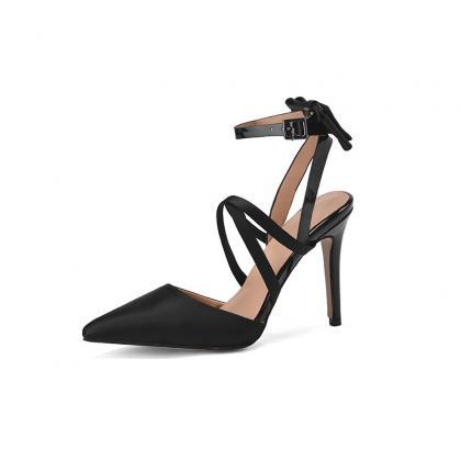 Black Close Pointed Toe High Heel Sandals