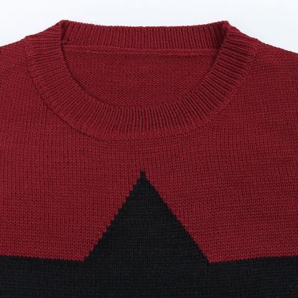 Red Star Pattern Knitted Sweater