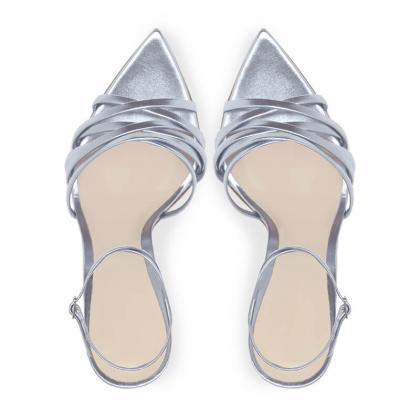 Sexy Silver Pu Pointed Toe High Heel Sandals