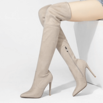 Party Suede Stretch High Heel Over Knee Boots