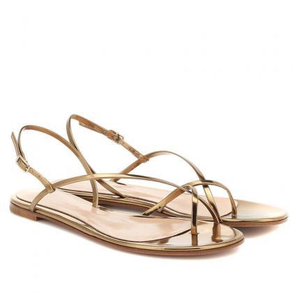 Summer Champagne Patent Leather Bunions Flats