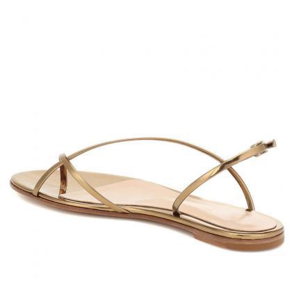Summer Champagne Patent Leather Bunions Flats