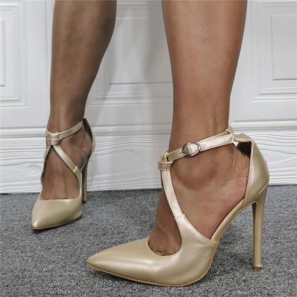Summer Champagne Point Toe High Heel Buckle..