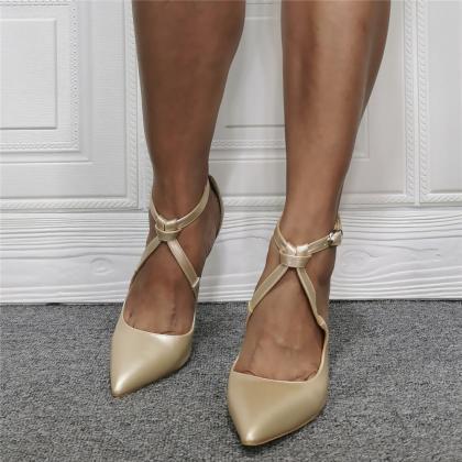 Summer Champagne Point Toe High Heel Buckle..