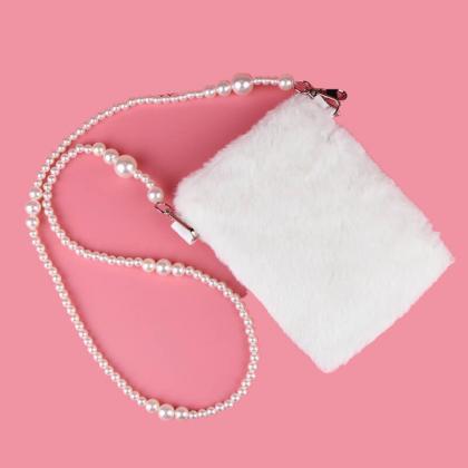 White Hadmade Customize Fur Pearl Crossbody Bags