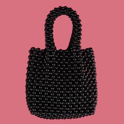 Black Hadmade Customize Pearl Satchel Bags
