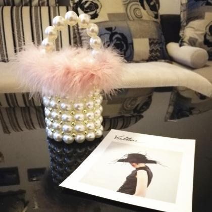Pink1# Fashion Hadmade Customize Pearl Satchel..
