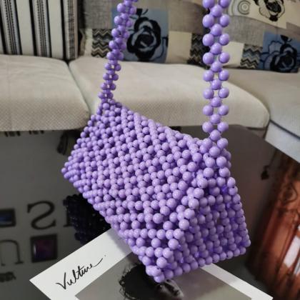 Purple Fashion Hadmade Customize Pearl Baguette..