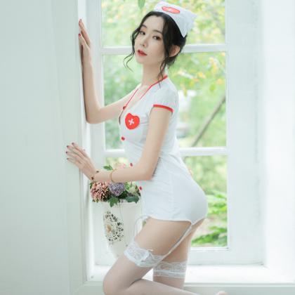 Sexy Lace Nurse Lingerie Women Underwear