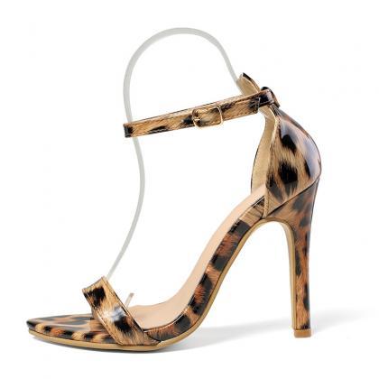 Leopard Print Pointed Stiletto Sandals