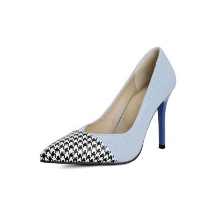 Color Matching Pointed High Heel Shoes-blue