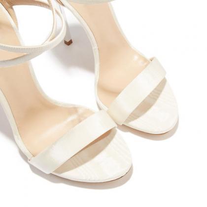 Roman Cross Strap Stiletto Sandals-white
