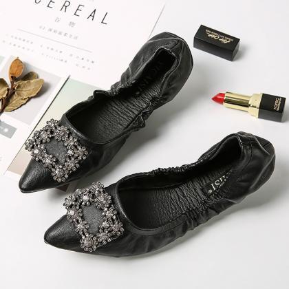 Black Omelet Spring And Autumn Flat Shoes