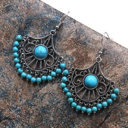 Bohemian Jewelry Fashion Blue Beads Set Gem..