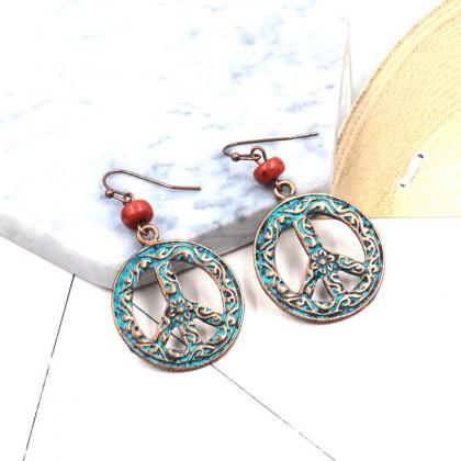 Alloy Retro Palace Round Geometric Hollow Out..