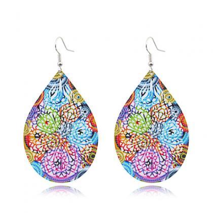 Color Fashion Water Drop Leaf Round Feather..