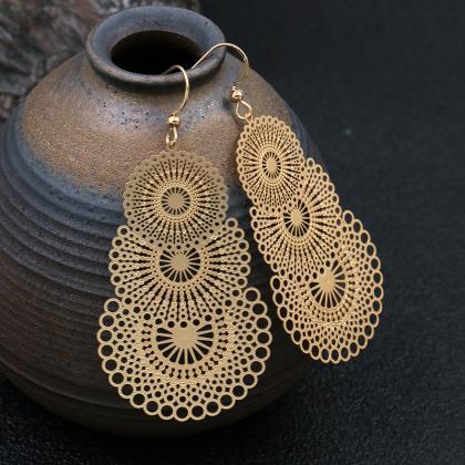 Embossed Copper Color Protection Earrings Leaves..