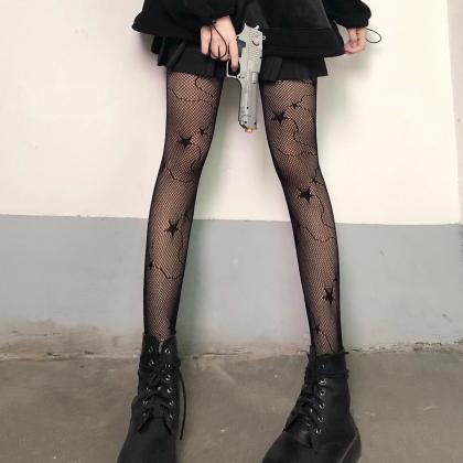 Star Style Black Bottom Lolita Pantyhose-2