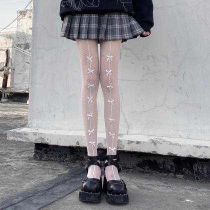 Black Stockings Bowknot Japanese Lolita Fishing..