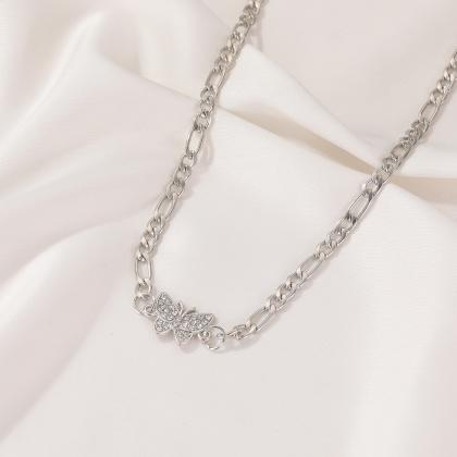 Diamond Butterfly Necklace Collar Chain